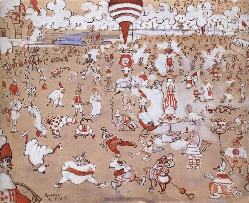 James Ensor White and Red Clowns Evolving China oil painting art